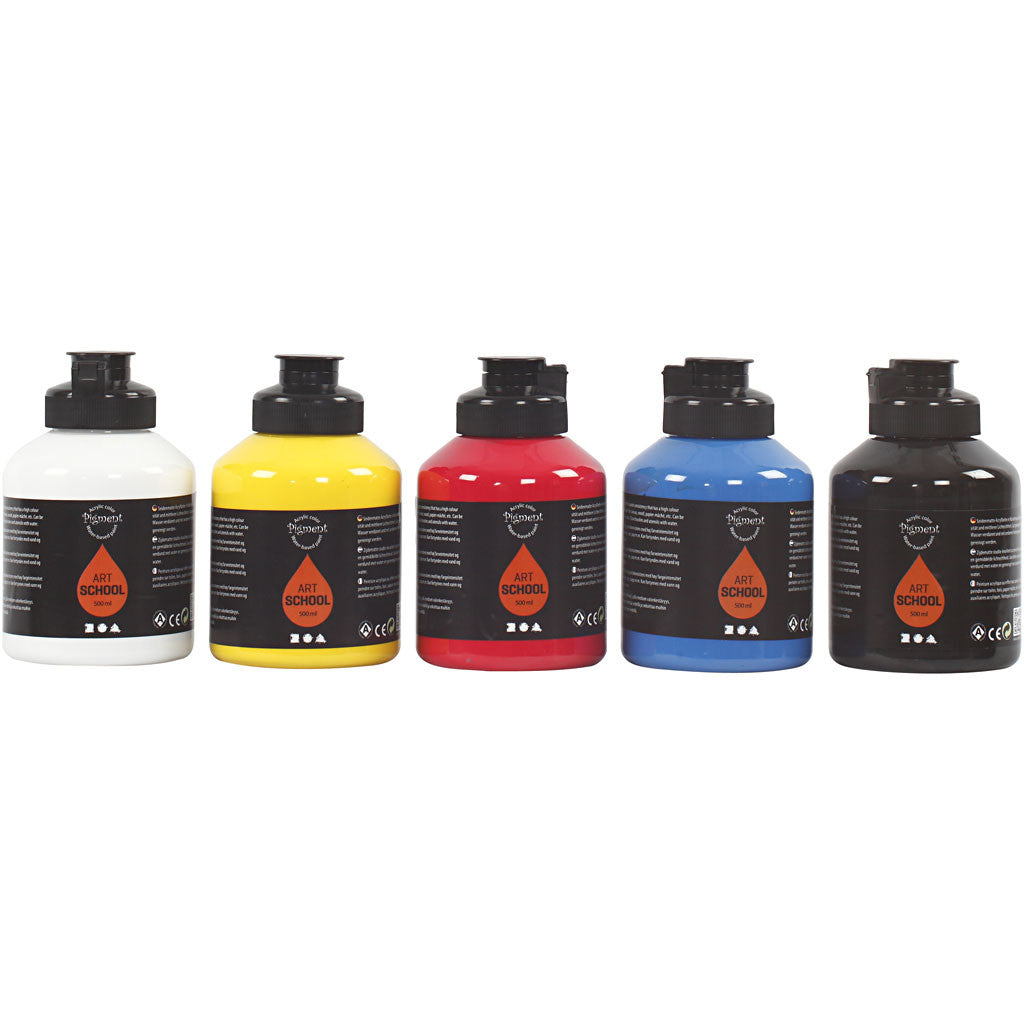 Peinture Acrylique, semi-brillant, couleur primaire, 5x500 ml/ 1 Pq. [HOB-35401]
