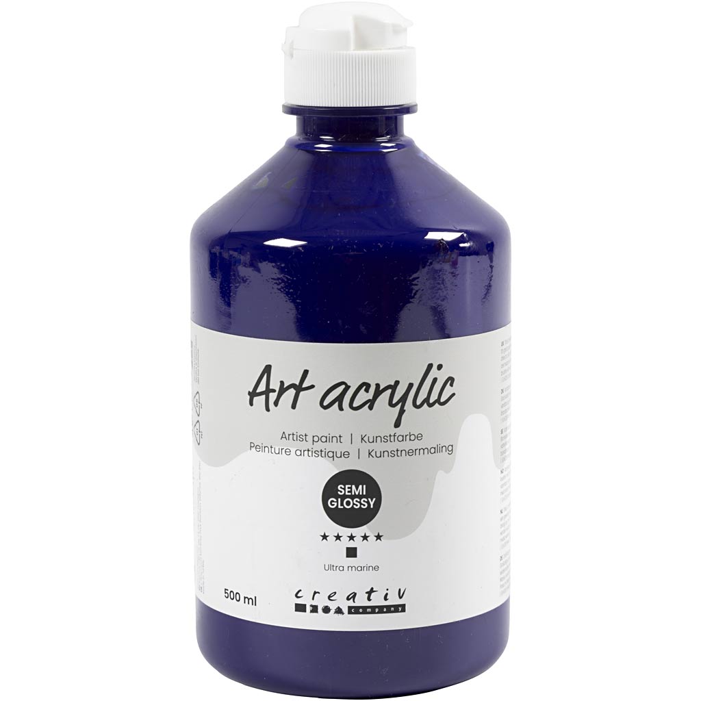 Art Acrylic, semi-glossy, opaque, ultra marine, 500 ml/ 1 bottle