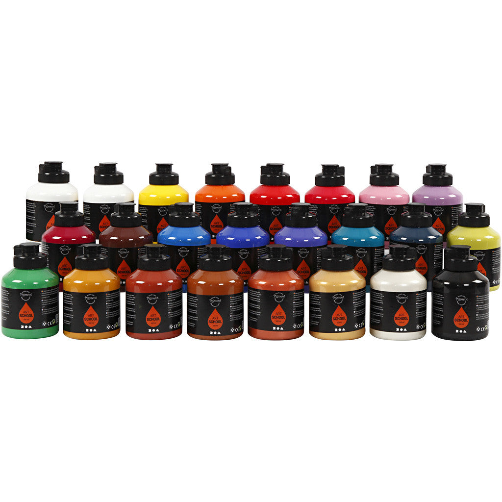 Acryl Verf , semi-glanzend, diverse kleuren, 24x500 ml/ 1 doos [HOB-35480]