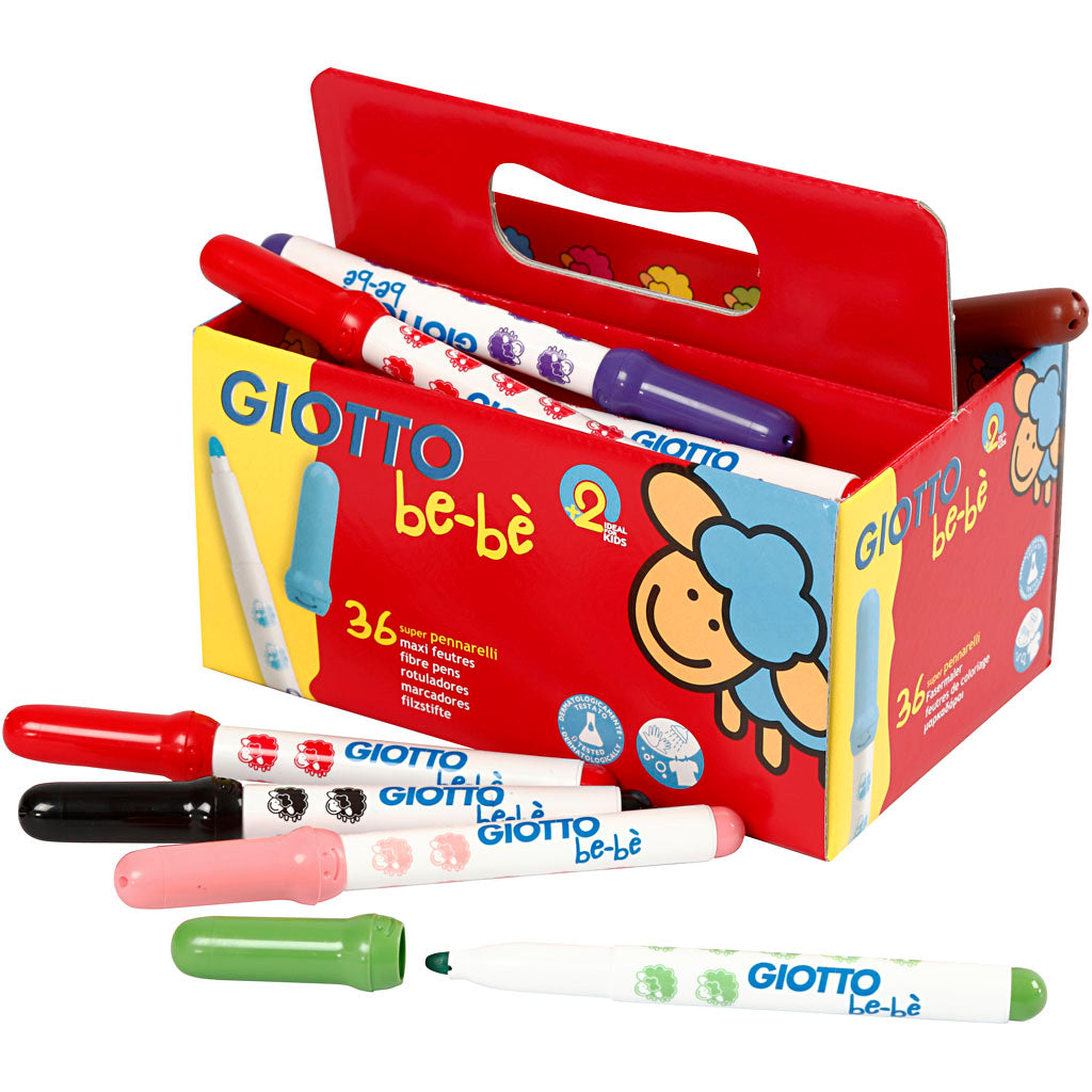 Markers, dia. 5 mm, line 1-3 mm, assorted colours, 36 pc