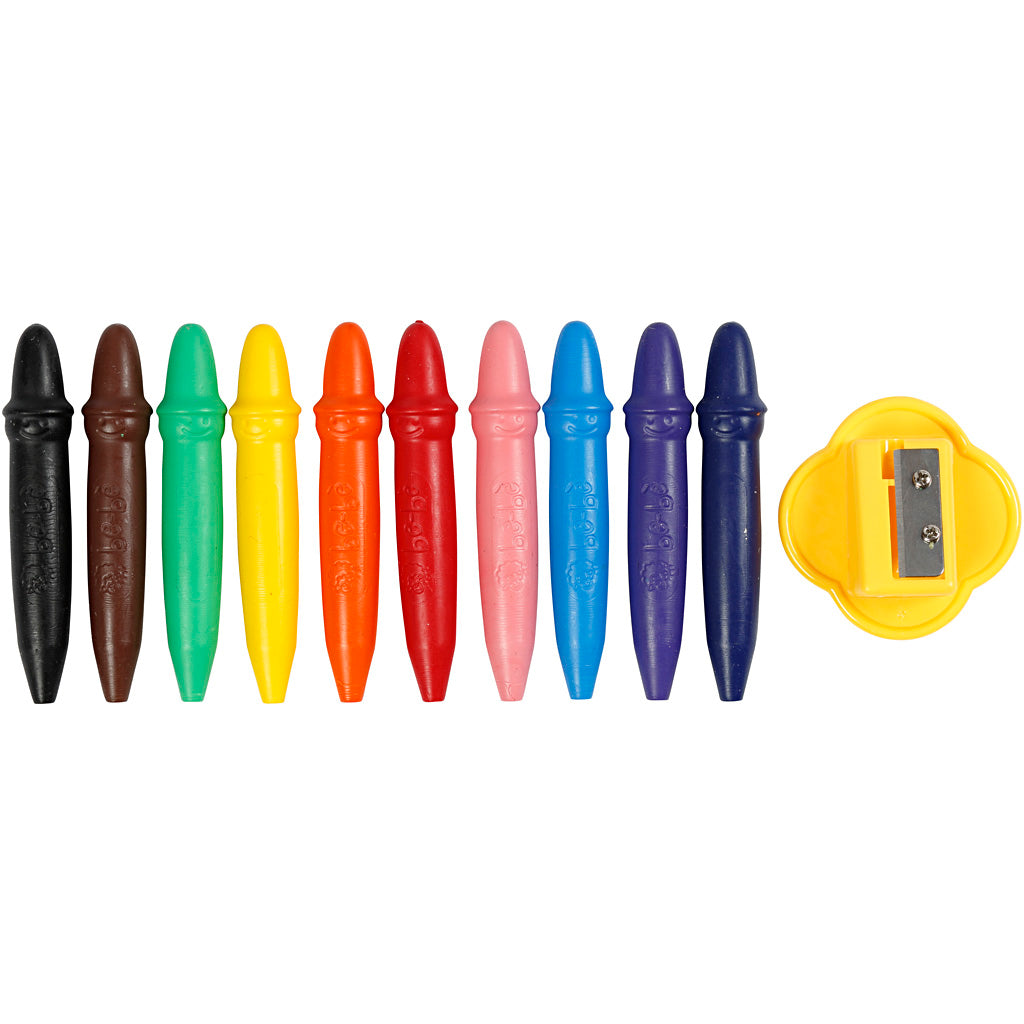 Wax Crayons, L: 7 cm, dia. 11 mm, 10 pc