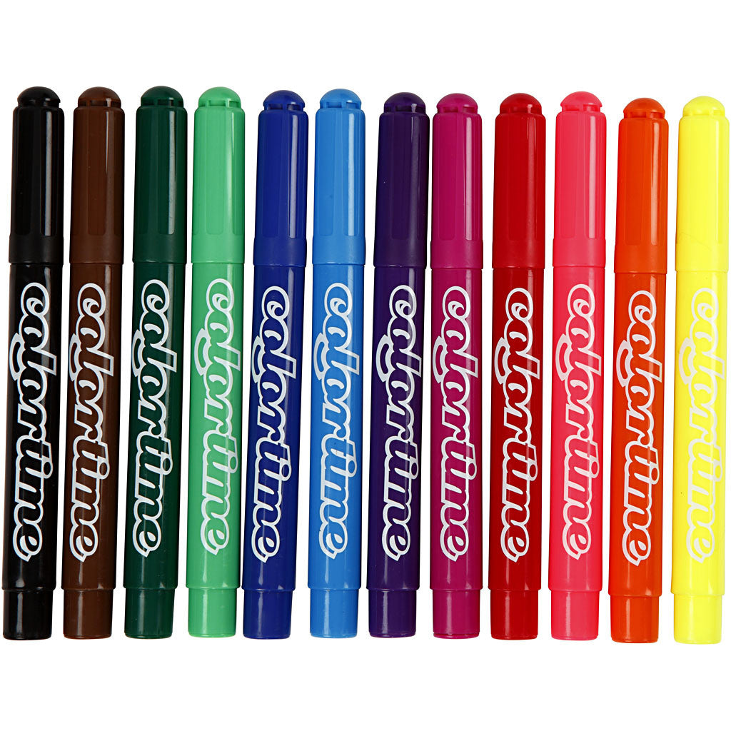 Feutres Colortime, trait 5 mm, couleurs classiques, 12 pièces/ 1 Pq. [HOB-37330]
