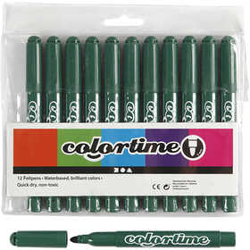 Feutres Colortime, trait 5 mm, vert, 12 pièces/ 1 Pq. [HOB-37358]