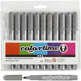 Feutres Colortime, trait 5 mm, gris, 12 pièces/ 1 Pq. [HOB-37361]