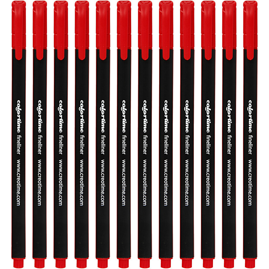 Colortime fineliners, lijndikte 0,6-0,7 mm, rood, 12 stuk/ 1 doos [HOB-373640]