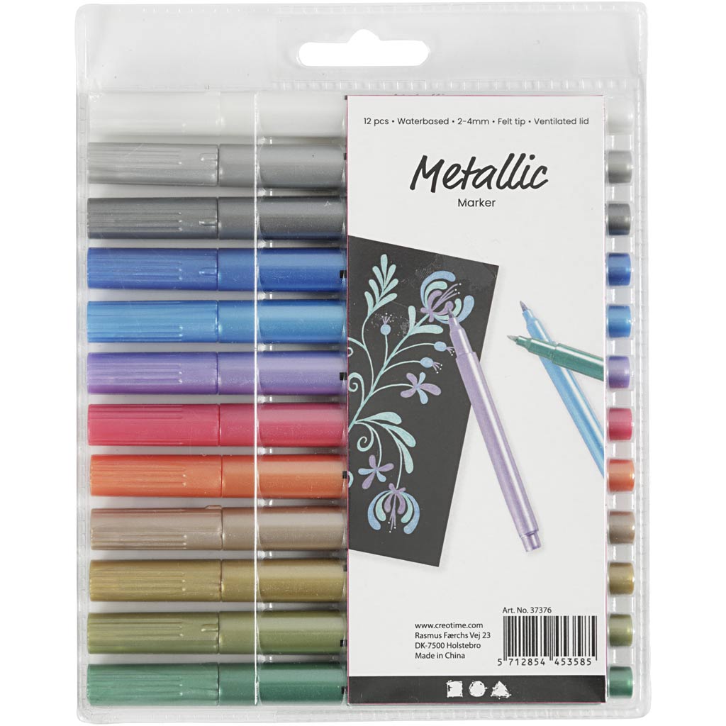 Metallic marker, lijndikte 2-4 mm, metallic kleuren, 12stuk/ 1 doos [HOB-37376]