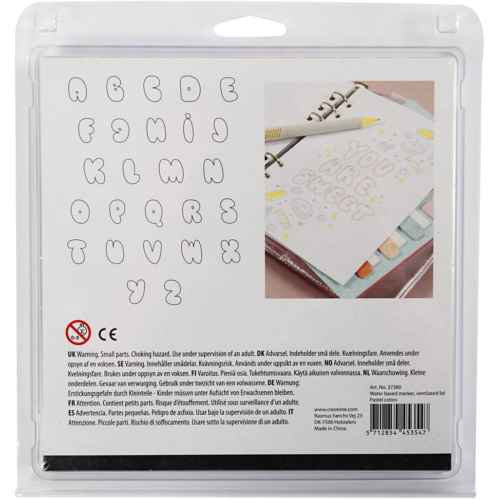 Tekenstiften, lijndikte 1+2-5 mm, pastelkleuren, 12 stuk/ 1 doos [HOB-37380]