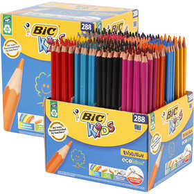 BIC Crayons de Couleur Triangulaires Evolution, L : 17,5 cm, mine 3 mm, ass. de couleurs, 288 pièces/ 1 Pq. [HOB-37584]