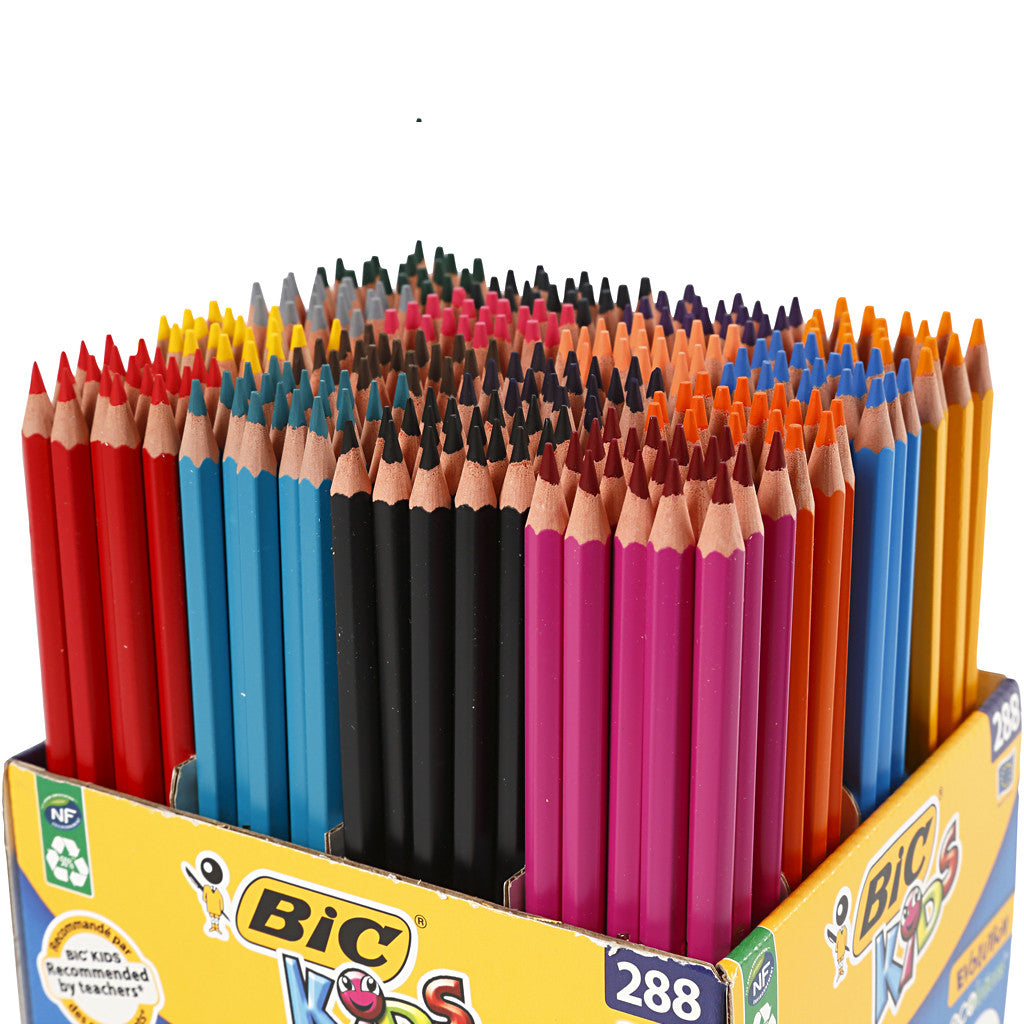 BIC Crayons de Couleur Triangulaires Evolution, L : 17,5 cm, mine 3 mm, ass. de couleurs, 288 pièces/ 1 Pq. [HOB-37584]