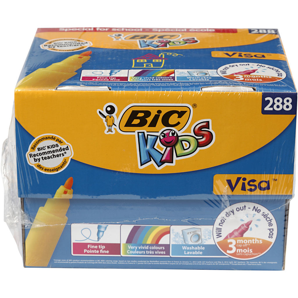 BIC Visa Fijne Kleurstiften, lijndikte 1,6 mm, diverse kleuren, 12x24 stuk/ 1 doos [HOB-37585]