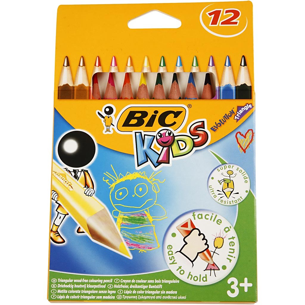 BIC Evolution Kleurpotloden, L: 14 cm, vulling 5 mm, diverse kleuren, 12 stuk/ 1 doos [HOB-37597]