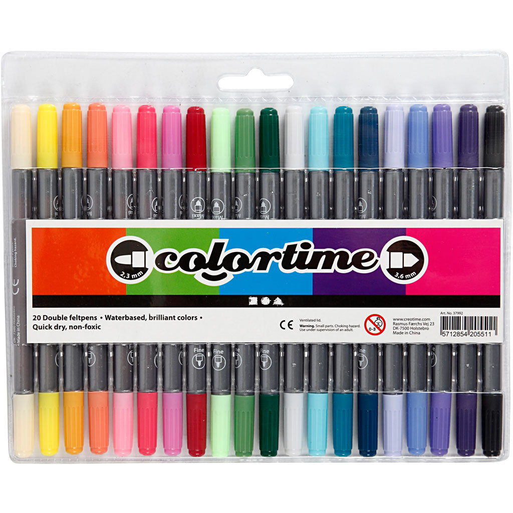 Colortime Dubbelstift, lijndikte 2,3+3,6 mm, extra kleuren, 20 stuk/ 1 doos [HOB-37992]