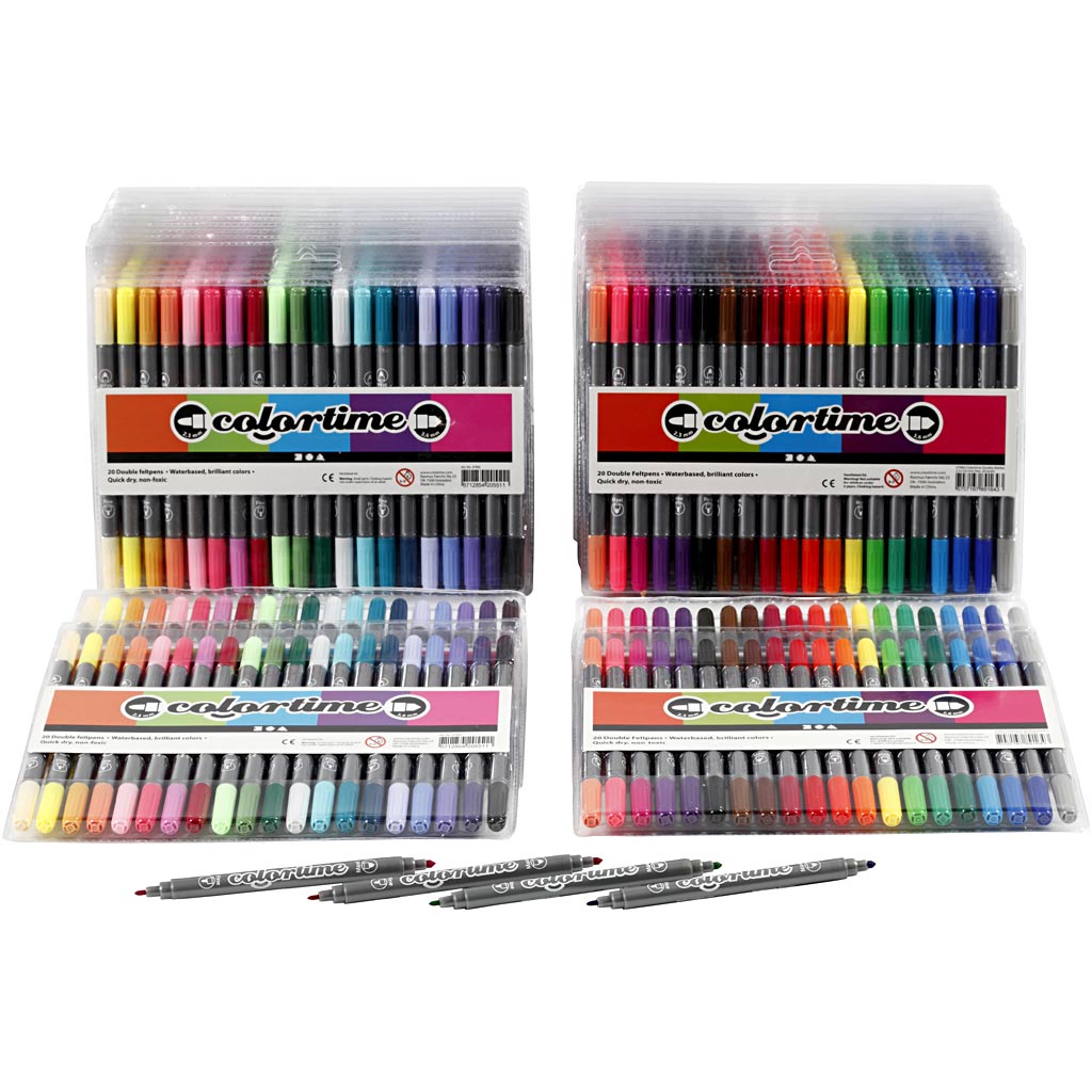 Colortime Dubbelstift, lijndikte 2,3+3,6 mm, standaardkleuren, extra kleuren, 24 doos/ 1 doos [HOB-37993]