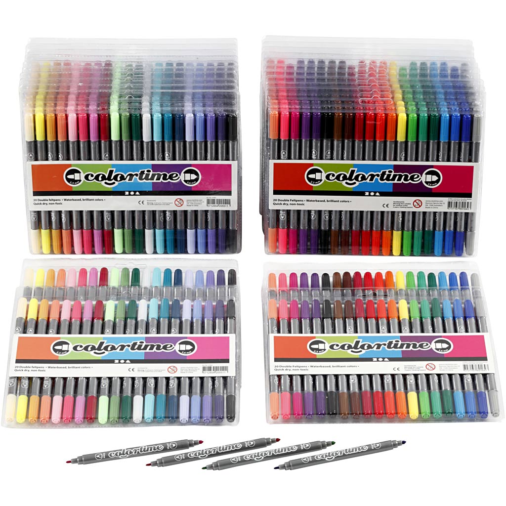 Colortime Double Marker, line 2,3+3,6 mm, standard colours, additional colours, 24 pack