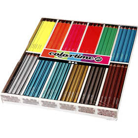 Crayons de Couleur Colortime, L : 17,45 cm, mine 3 mm, couleurs métalliques, couleurs néons, 144 pièces/ 1 Pq. [HOB-38098]