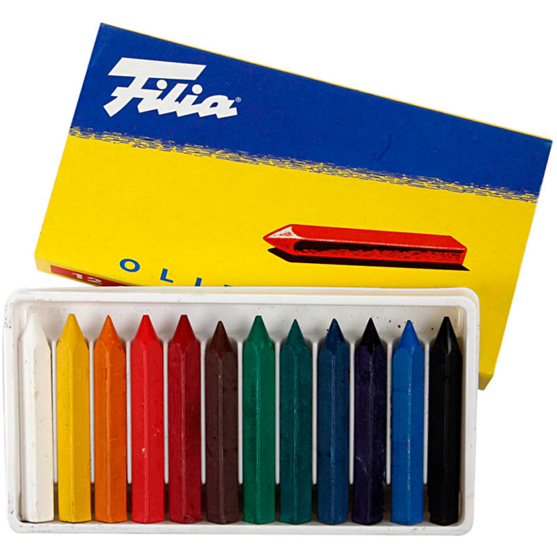 Oil Crayons, L: 6 cm, thickness 7x7 mm, 12 pc