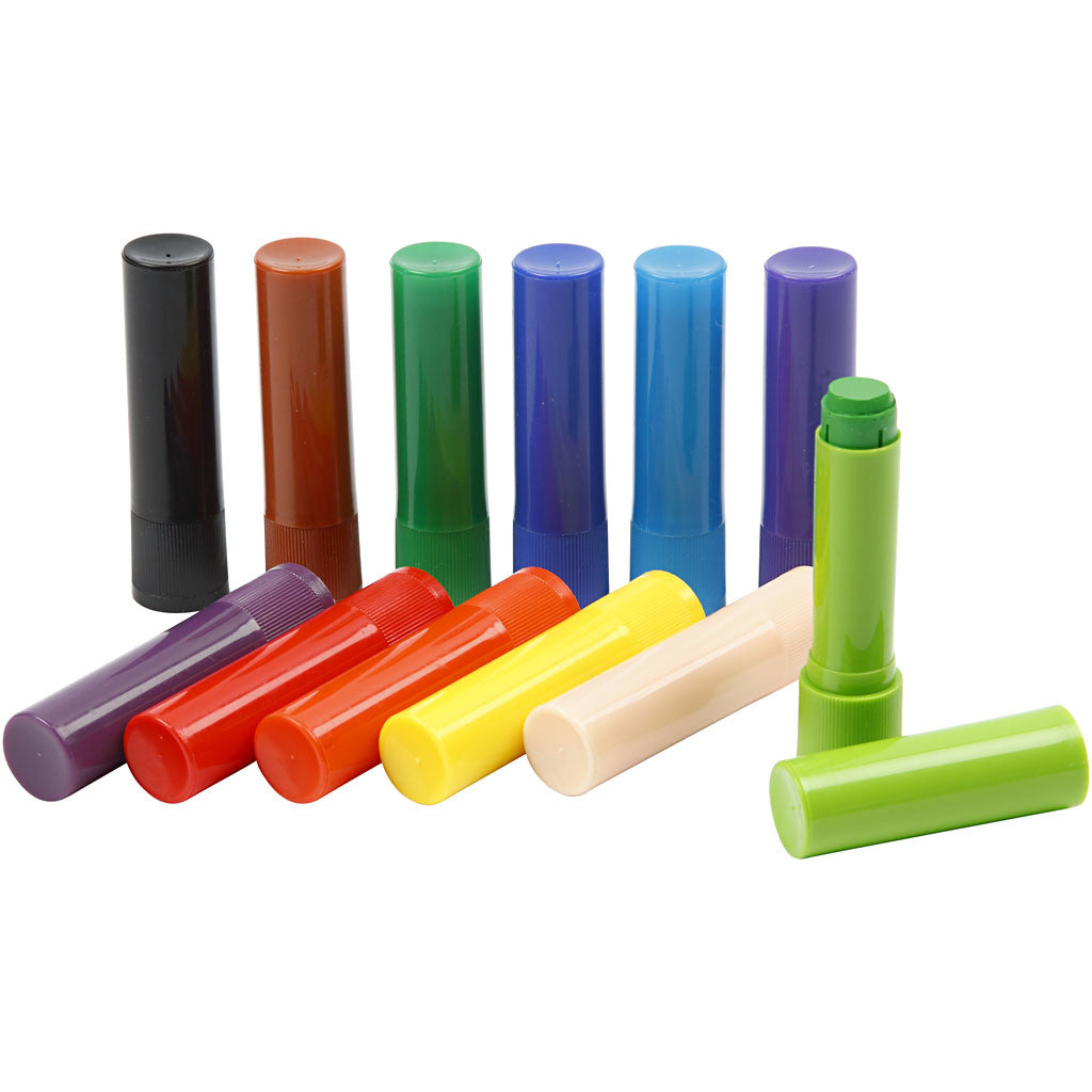 Soft Color Stick, L: 8 cm, diverse kleuren, 6,5 gr, 120 stuk/ 1 doos [HOB-38125]