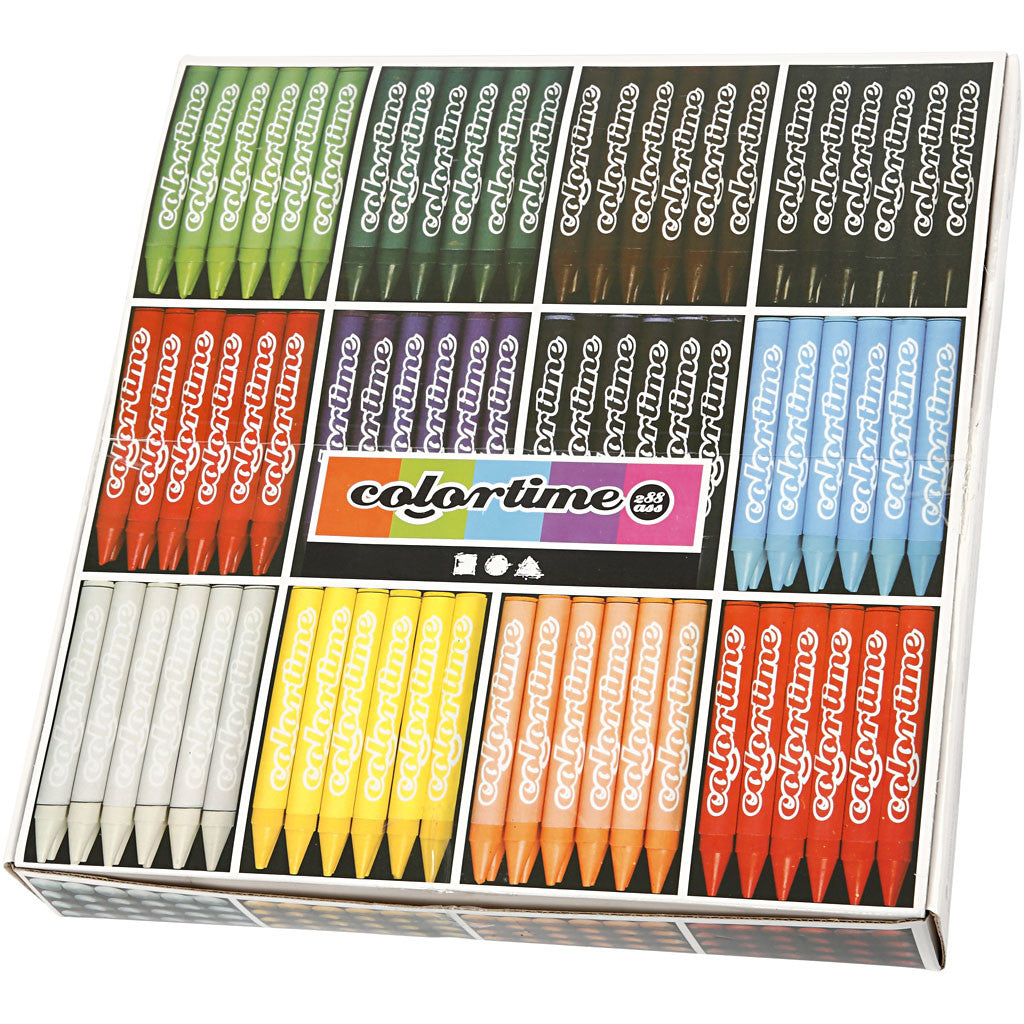 Crayon de Cire Colortime, L : 10 cm, ép. 11 mm, ass. de couleurs, 12x24 pièces/ 1 Pq. [HOB-38139]