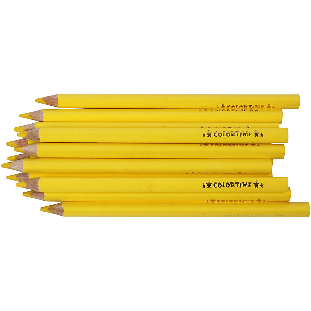 Crayons de Couleur Colortime, L : 17,45 cm, mine 5 mm, JUMBO, jaune, 12 pièces/ 1 Pq. [HOB-38170]