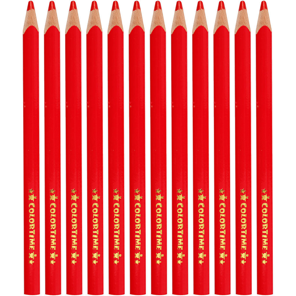 Crayons de Couleur Colortime, L : 17,45 cm, mine 5 mm, JUMBO, rouge, 12 pièces/ 1 Pq. [HOB-38172]