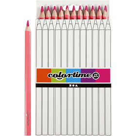 Crayons de Couleur Colortime, L : 17,45 cm, mine 5 mm, JUMBO, rose, 12 pièces/ 1 Pq. [HOB-38173]