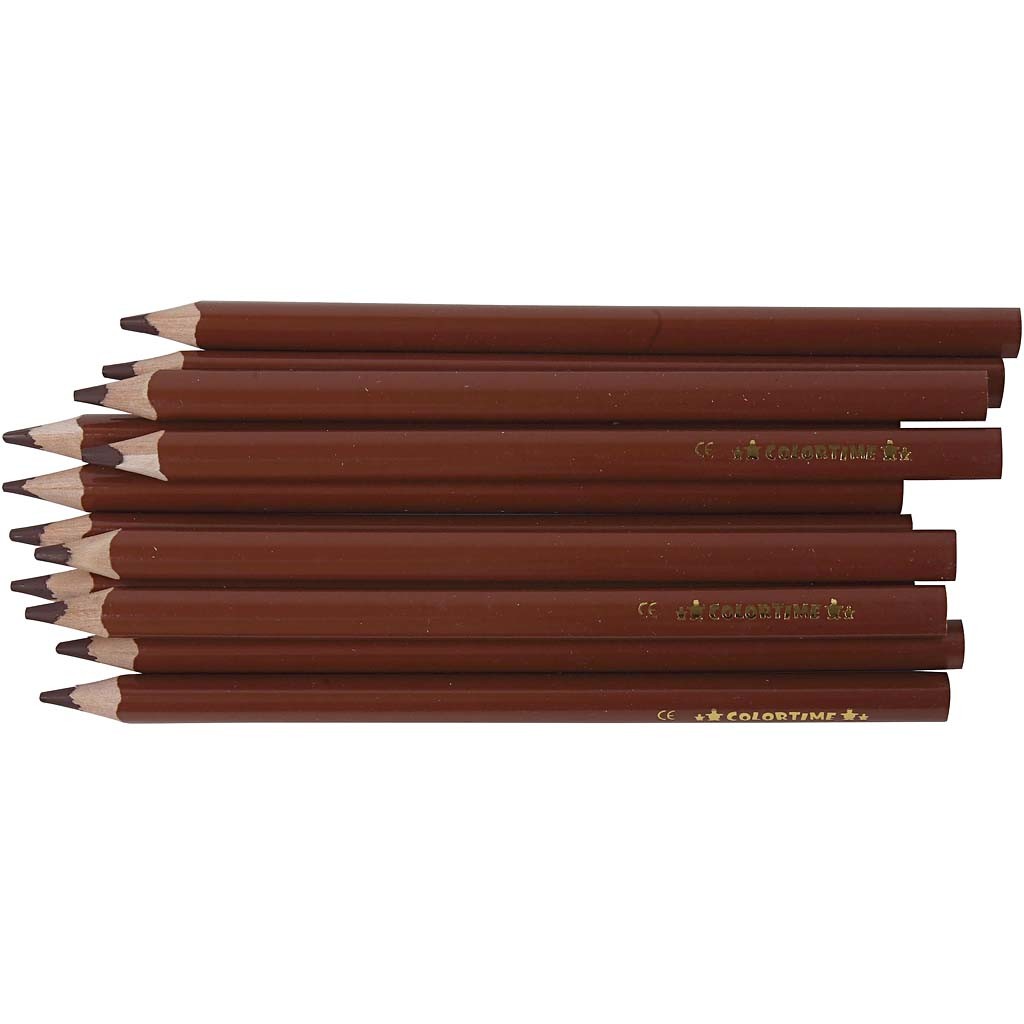Crayons de Couleur Colortime, L : 17,45 cm, mine 5 mm, JUMBO, brun, 12 pièces/ 1 Pq. [HOB-38180]