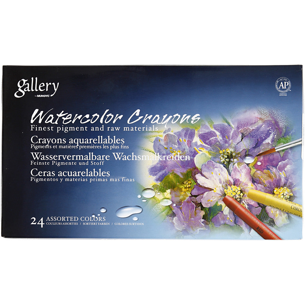Pastels à la cire aquarellables, L : 9,3 cm, ass. de couleurs, 24 pièces/ 1 Pq. [HOB-38285]