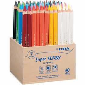 Crayons de couleur Lyra Super Ferby 1, L : 18 cm, mine 6,25 mm, ass. de couleurs, 96 pièces/ 1 Pq. [HOB-38388]