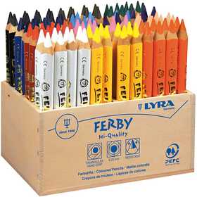Crayons de Couleur Lyra Super Ferby 1, L : 12 cm, mine 6,25 mm, ass. de couleurs, 96 pièces/ 1 Pq. [HOB-38390]