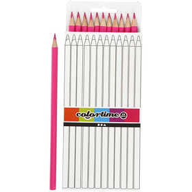 Crayons de Couleur Colortime, L : 17 cm, mine 3 mm, rose, 12 pièces/ 1 Pq. [HOB-38573]