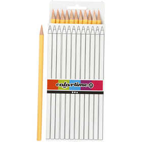 Crayons de Couleur Colortime, L : 17 cm, mine 3 mm, beige clair, 12 pièces/ 1 Pq. [HOB-38574]
