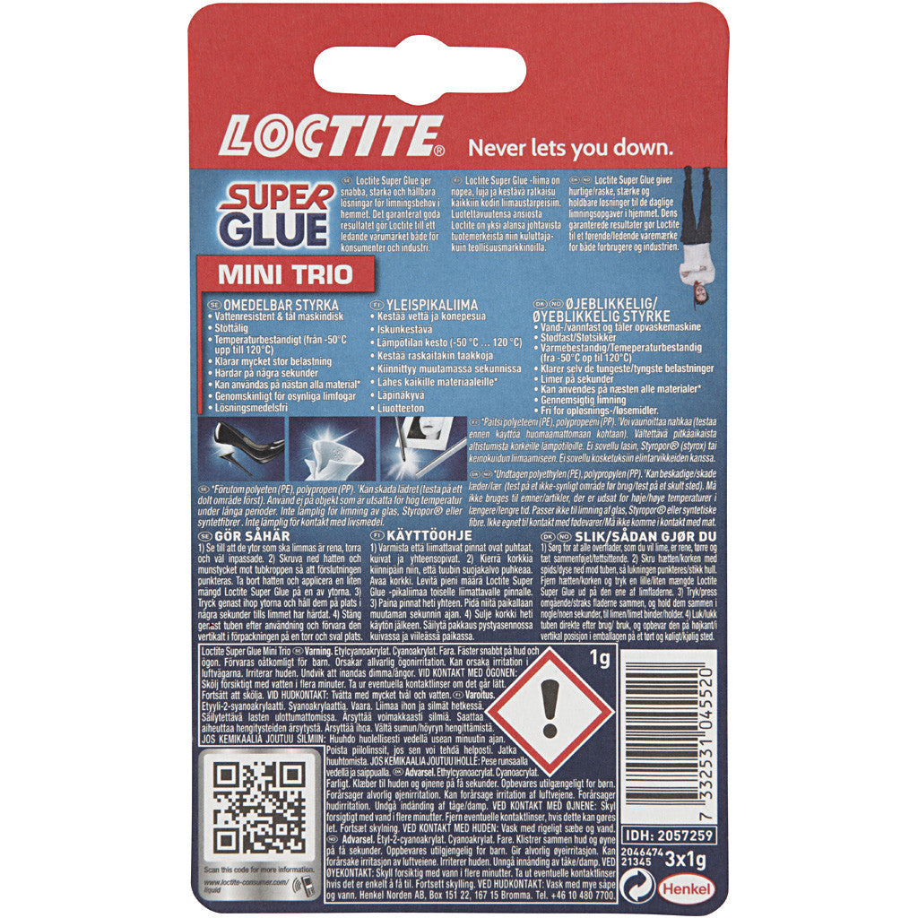 Loctite Super Glue, 3x1 gr/ 1 doos [HOB-39059]