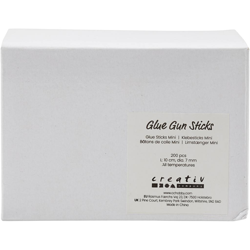 Lijmstiften Mini, L: 10 cm, d 7 mm, 200 stuk/ 1 doos [HOB-391365]