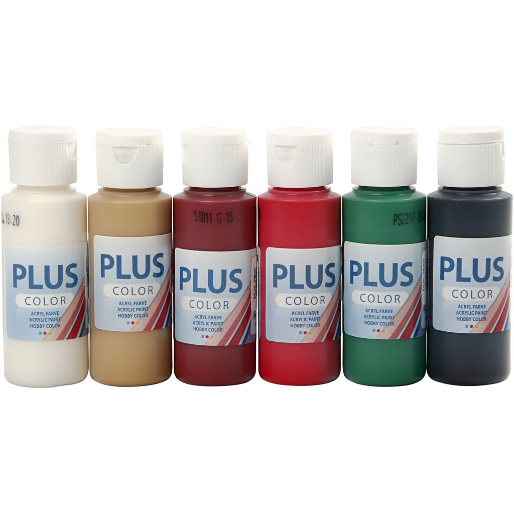Peinture Acrylique Plus Color, couleurs de noël, 6x60 ml/ 1 Pq. [HOB-39696]