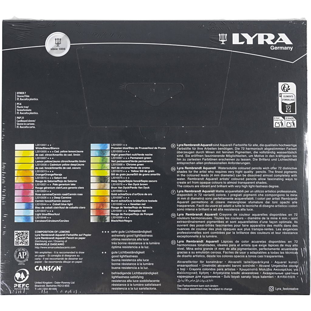 Lyra Rembrandt aquarelpotloden, diverse kleuren, 24 stuk/ 1 doos [HOB-403024]