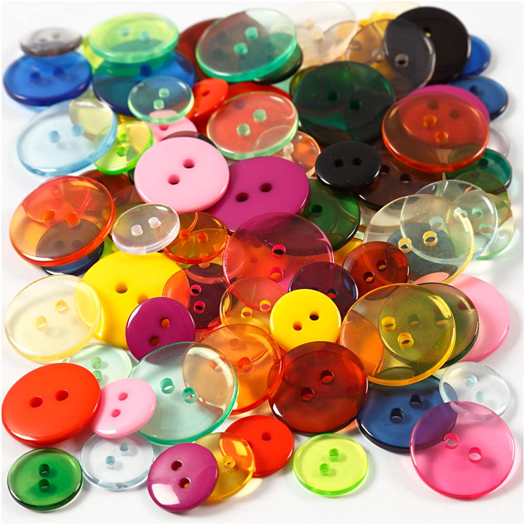 Boutons, d 12+18+20 mm, ass. de couleurs, 50 gr, 100 pièces/ 1 Pq. [HOB-403810]