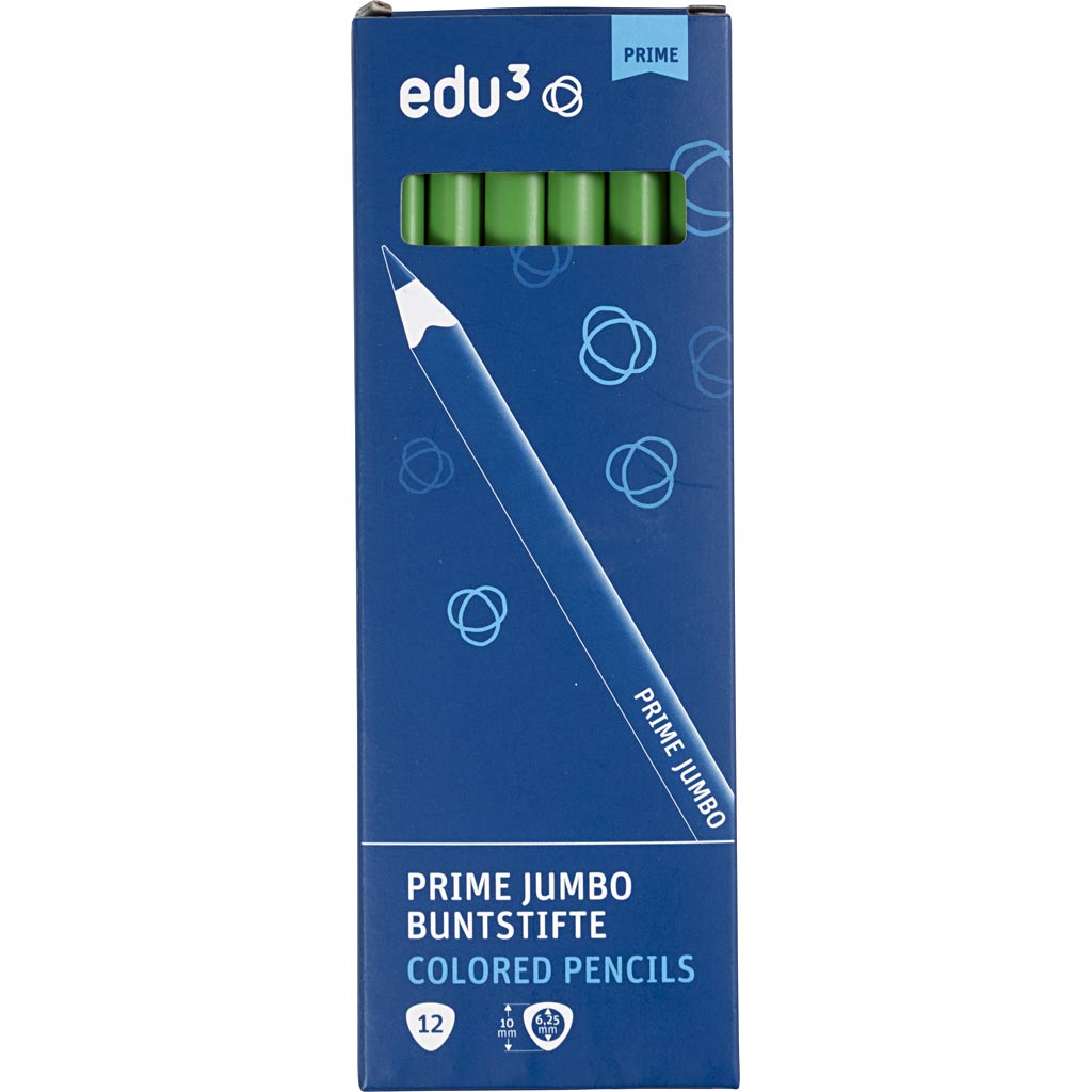 Crayons de Couleur Jumbo edu, ép. 10 mm, mine 6,25 mm, vert clair, 12 pièces/ 1 Pq. [HOB-408062]