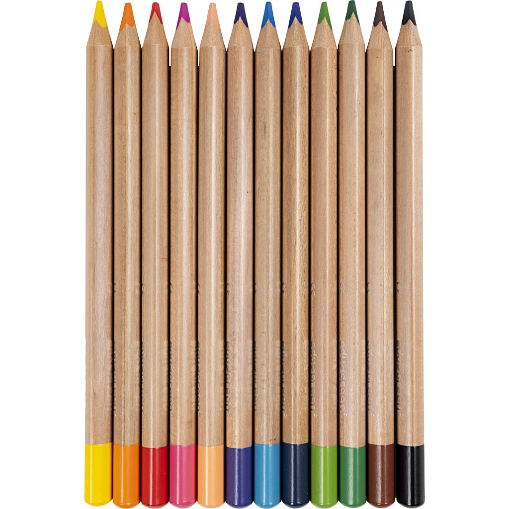 Edugreen Jumbo Kleurpotloden, dikte 10 mm, vulling 5 mm, diverse kleuren, 12 stuk/ 1 doos [HOB-408112]