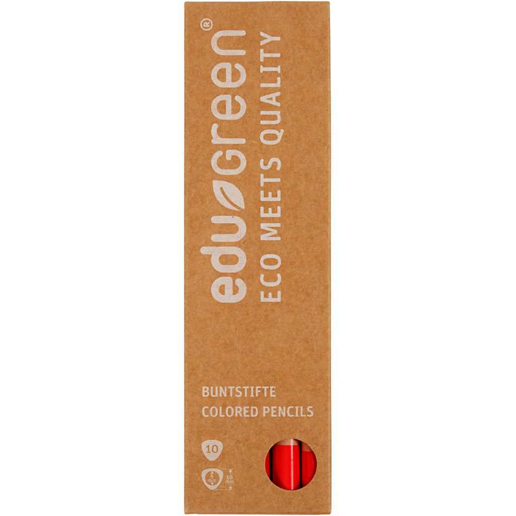 Edugreen Jumbo Kleurpotloden, vulling 5 mm, rood, 10 stuk/ 1 doos [HOB-408236]