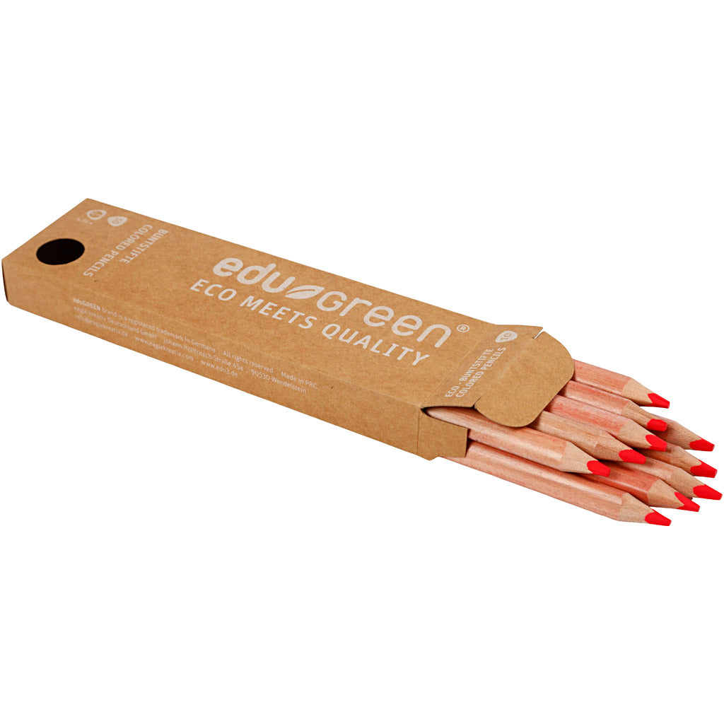 Edugreen Jumbo Kleurpotloden, vulling 5 mm, rood, 10 stuk/ 1 doos [HOB-408236]