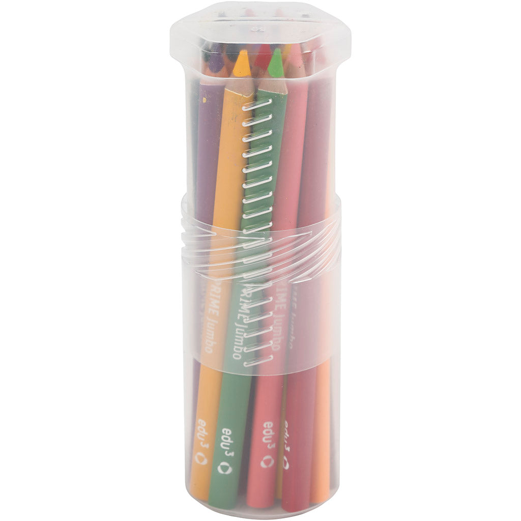 Crayons de Couleur Jumbo edu, ép. 10 mm, mine 6,25 mm, ass. de couleurs, 18 pièces/ 1 Pq. [HOB-409018]