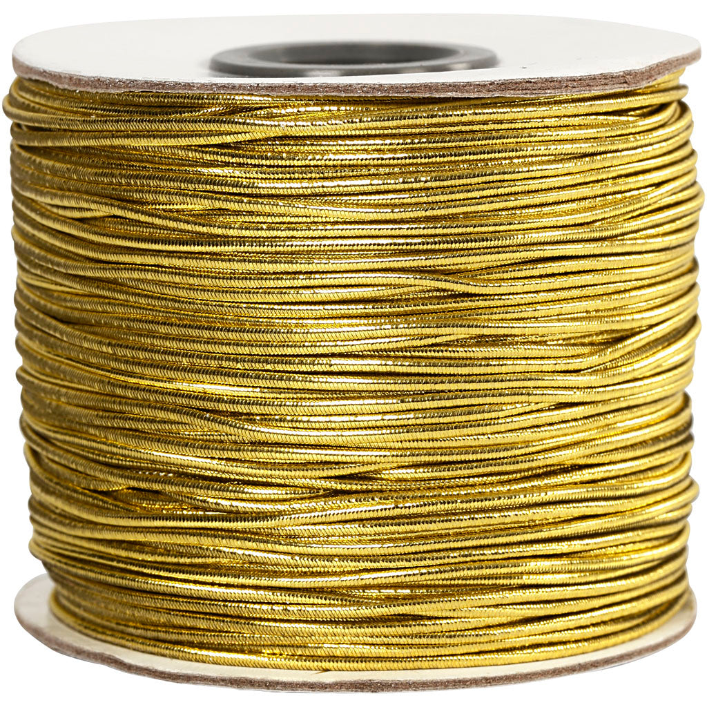 Elastic Beading Cord, thickness 1 mm, gold, 100 m/ 1 roll