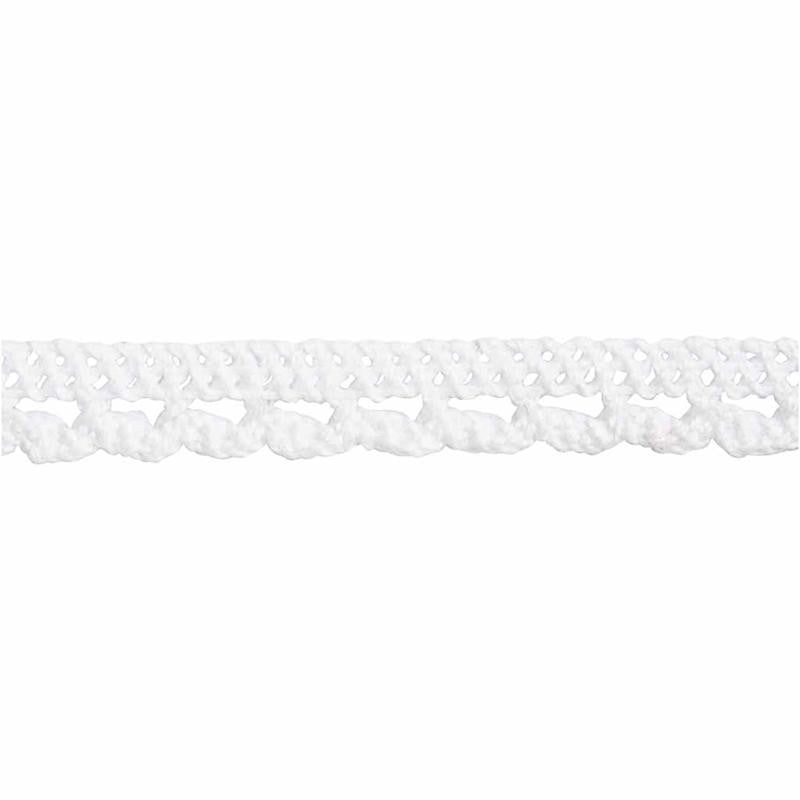 Ruban dentelle, L : 10 mm, blanc, 10 m/ 1 rouleau [HOB-41092]
