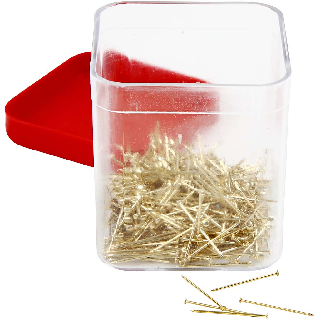 Kopspelden, L: 16 mm, dikte 0,65 mm, ca. 500 stuk, goud, 35 gr/ 1 doos [HOB-41122]