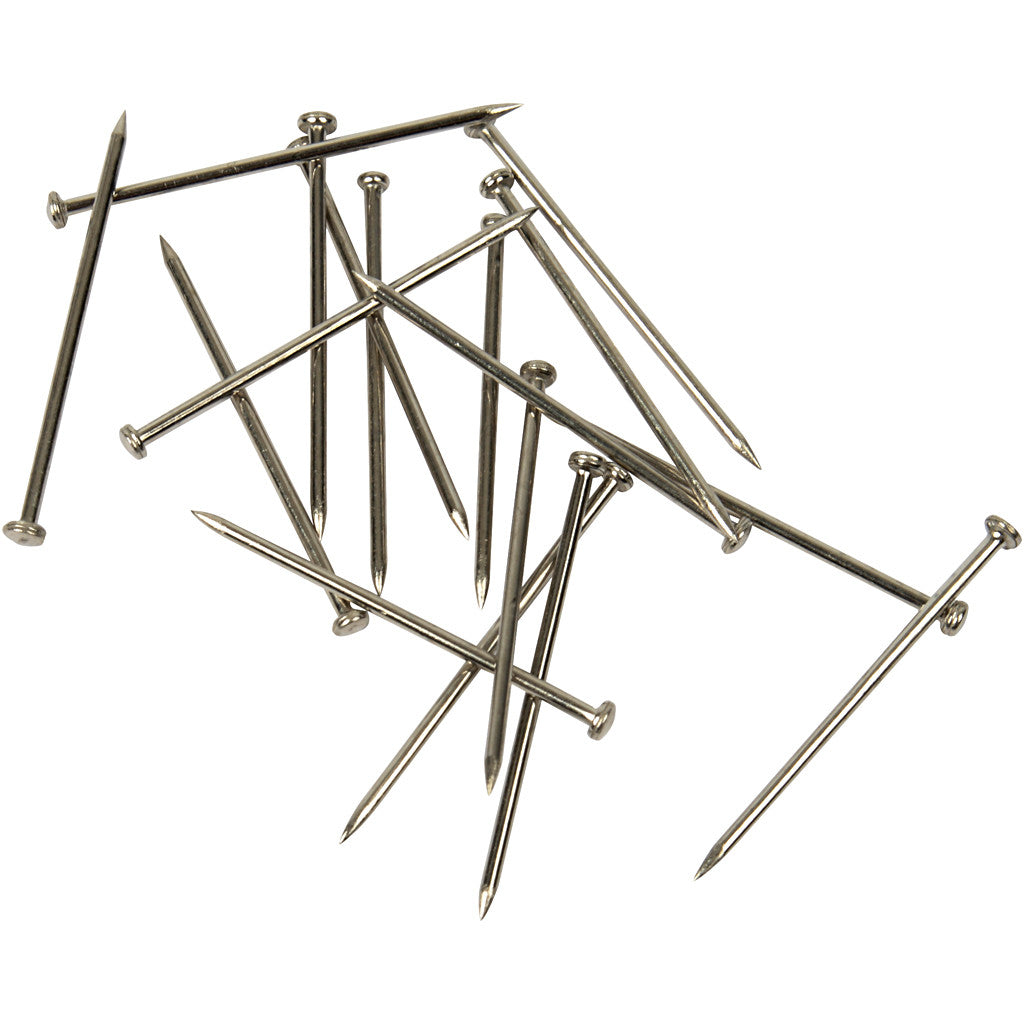 Kopspelden, L: 16 mm, dikte 0,65 mm, ca. 500 stuk, zilver, 35 gr/ 1 doos [HOB-41123]