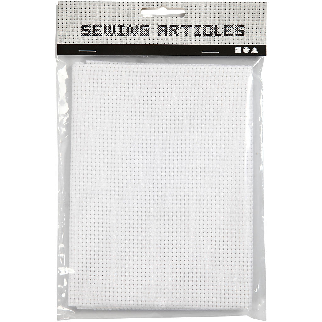 Toile point de croix Aida, dim. 50x50 cm, 35 pts/10 cm, blanc, 1 pièce [HOB-412622]