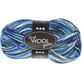 Sokkengaren, L: 200 M, blauw/turquoise harmonie, 50 gr/ 1 bol [HOB-41322]