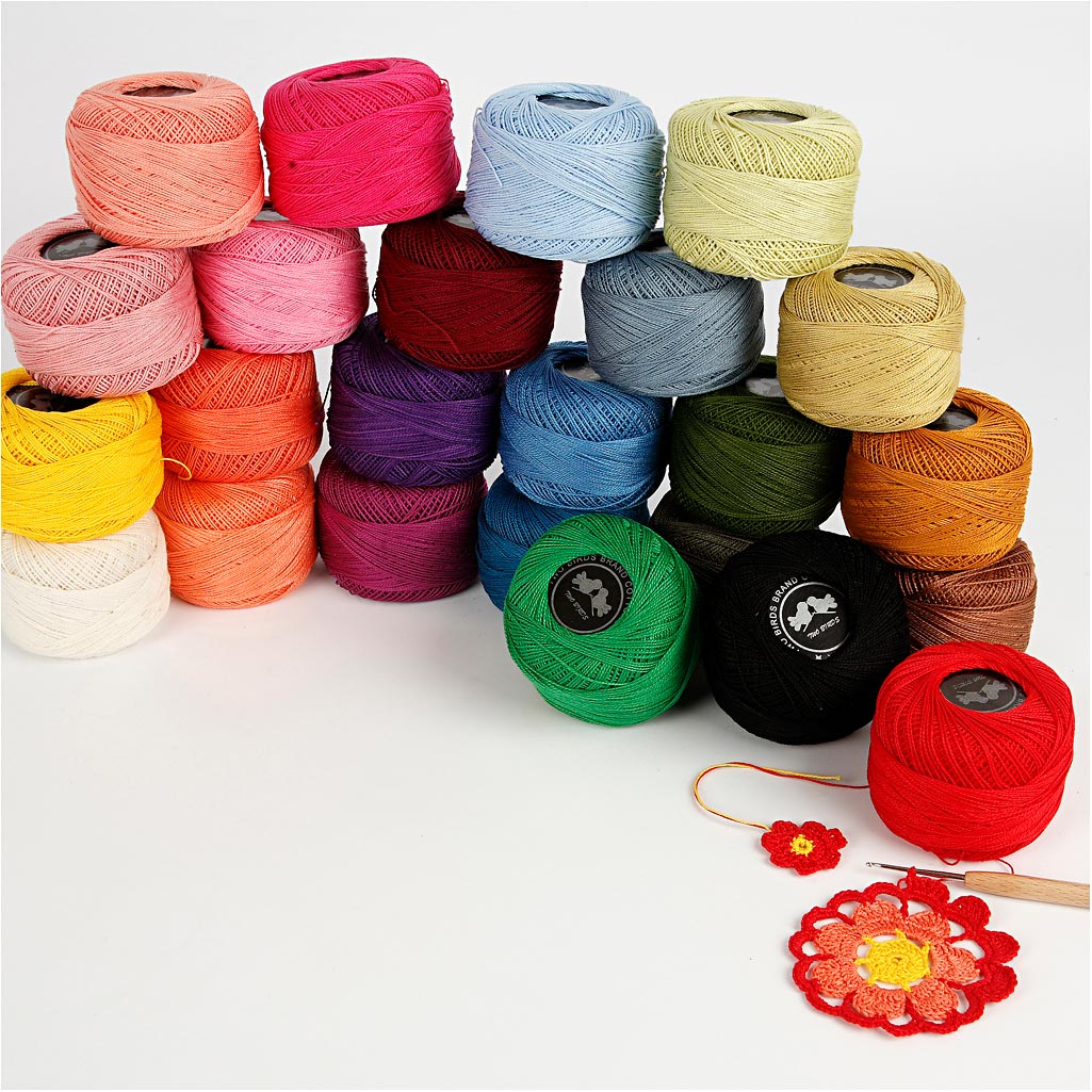 Mercerised Katoengaren, diverse kleuren, 24x20 gr/ 1 doos [HOB-42125]