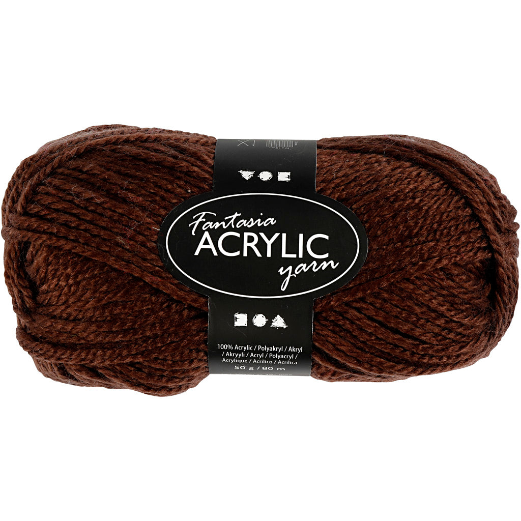 Fantasia acrylgaren, L: 80 M, bruin, 50 gr/ 1 bol [HOB-421806]