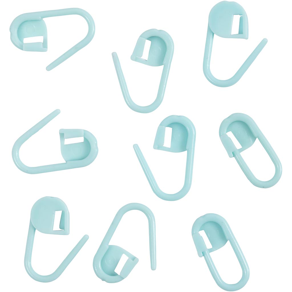 Stitch Marker, L: 22 mm, light blue, 30 pc